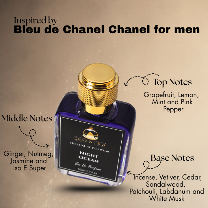 Essentra Night Ocean Eau De Parfum – 50ml (Inspired by Bleu de Chanel)